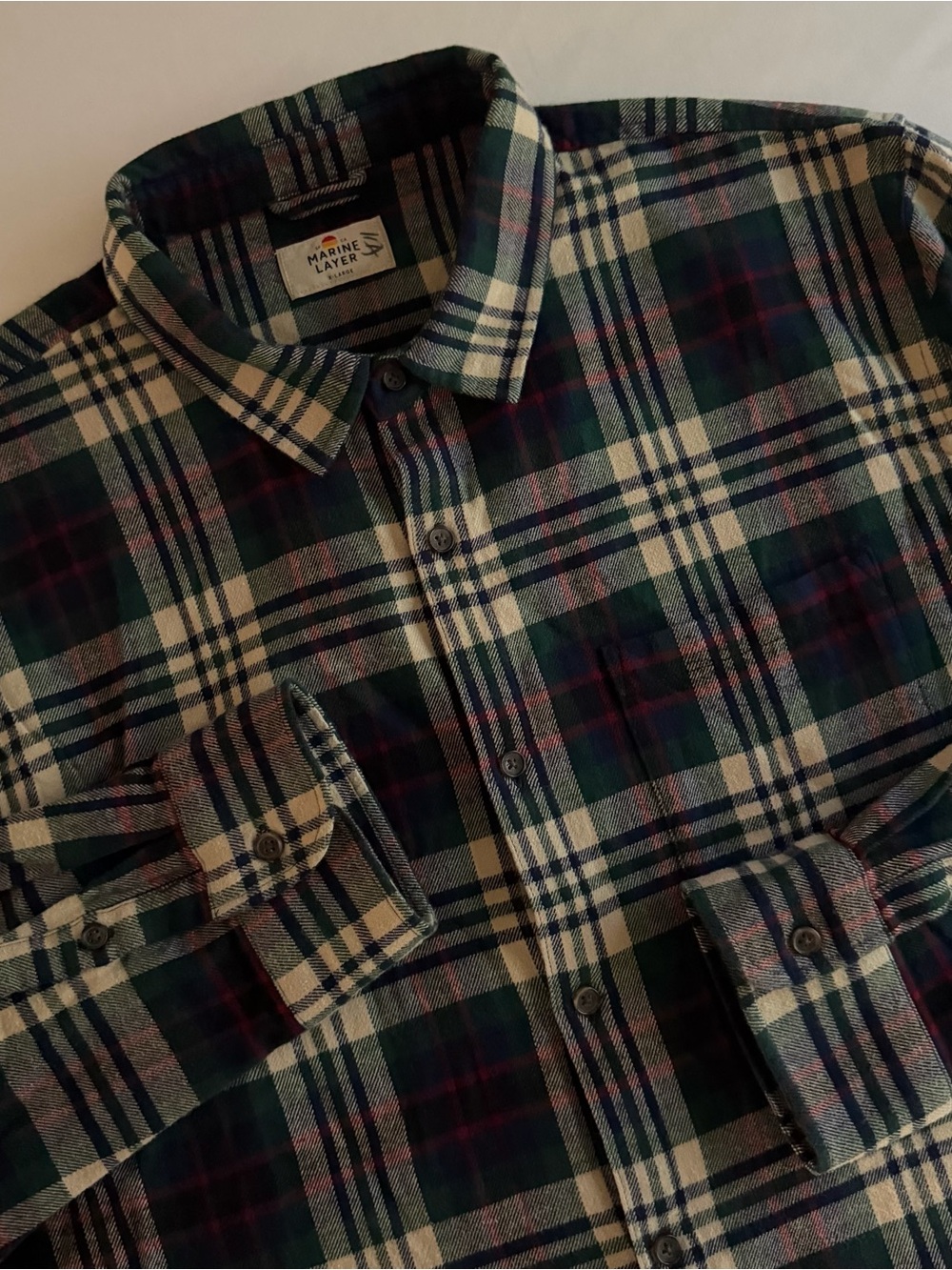 Marine Layer Flannel Shirt Men XL Plaid Surf Beach Playa Cali Cotton Button Up